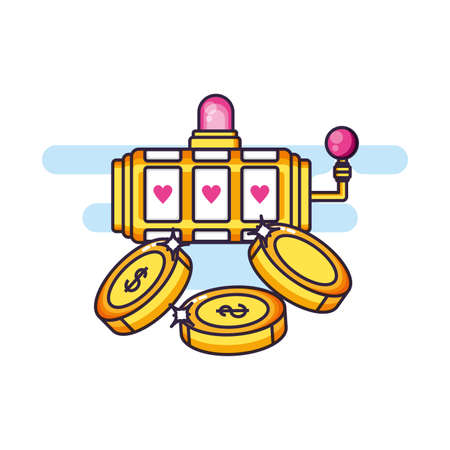 slots machine casino game with coins money vector illustration designのイラスト素材