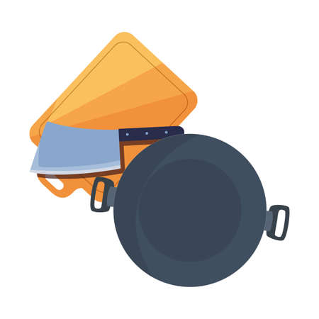 cutting board pot knife preparation cooking vector illustrationのイラスト素材