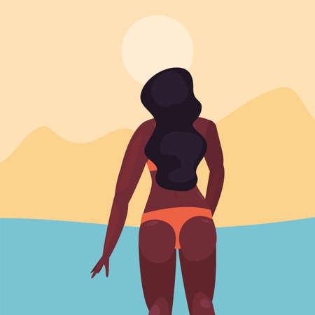 woman with bikini summer time vacations design vector illustrationのイラスト素材