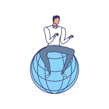 business man elegant with sphere browser vector illustration designのイラスト素材