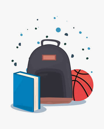 backpack book basketball ball back to school supplies vector illustrationのイラスト素材