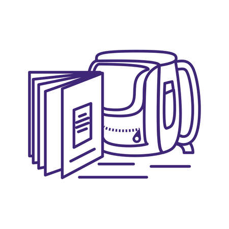 school bag supply with textbook supply vector illustration designのイラスト素材