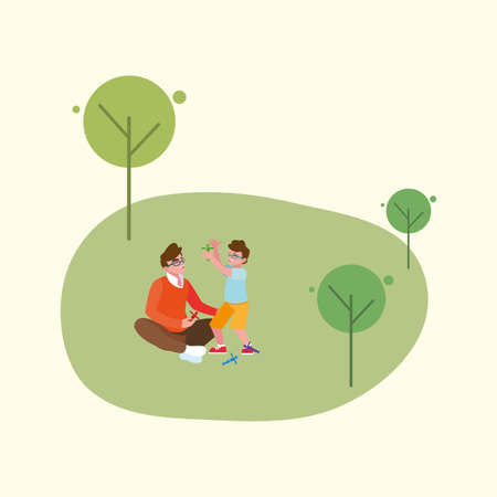 Father with son design, Family relationship avatar lifestyle person and character theme Vector illustrationのイラスト素材