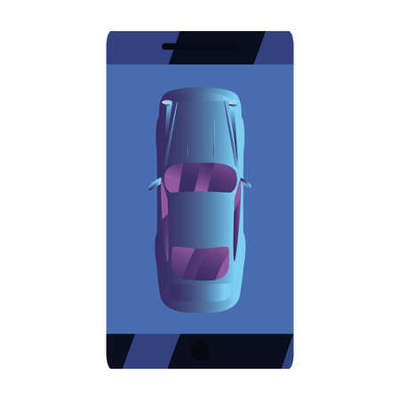 autonomous smart car mobile vector illustration design imageのイラスト素材