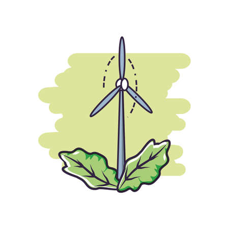 windmill air power with leafs nature vector illustration designのイラスト素材