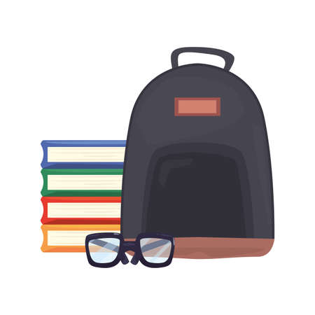 backpack books and glasses back to school vector illustrationのイラスト素材