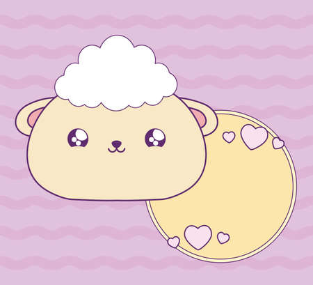 cute sheep baby in card kawaii style vector illustration designのイラスト素材