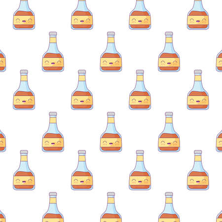 pattern of delicious bottles of honey kawaii style vector illustration designのイラスト素材