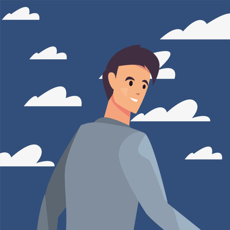 businessman portrait character sky outdoor background vector illustrationのイラスト素材