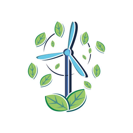 Wind mill design, Sustainability eco friendly green recycle ecology renewable and solution theme Vector illustrationのイラスト素材