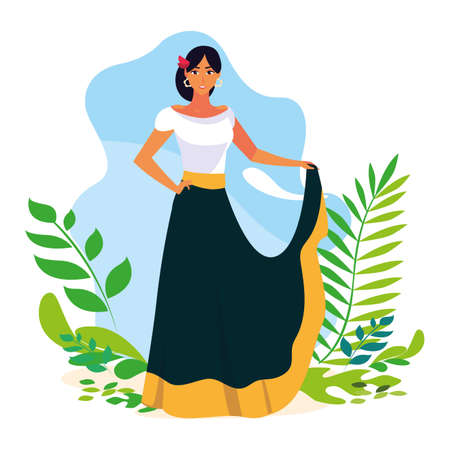 Mexican woman design, Mexico culture tourism landmark latin and party theme Vector illustrationのイラスト素材
