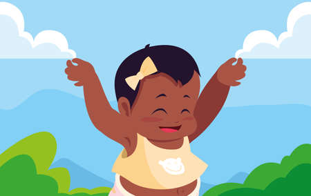 smiling cute baby girl sitting vector illustrationのイラスト素材