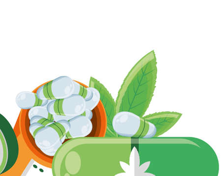 cannabis bottle product with capsules vector illustration designのイラスト素材