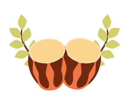 drum percussion musical badge ribbon vector illustration emblemのイラスト素材