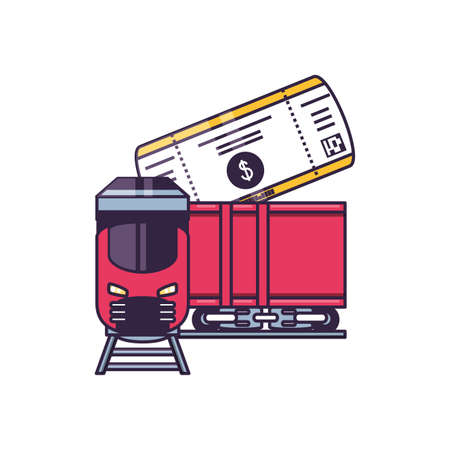 train travel vehicle with ticket paper vector illustration designのイラスト素材