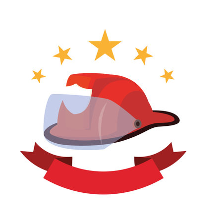 happy labor day - helmet of firefighter on white background vector illustrationのイラスト素材