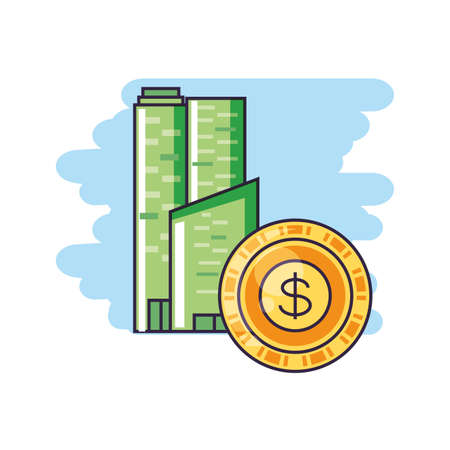 facade building friendly with money coin vector illustration designのイラスト素材
