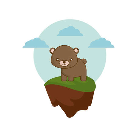 cute bear animal in landscape vector illustration designのイラスト素材
