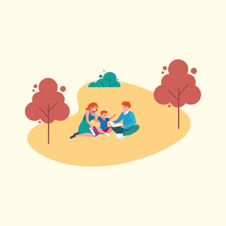 Father and mother with son design, Family relationship avatar lifestyle person and character theme Vector illustrationのイラスト素材