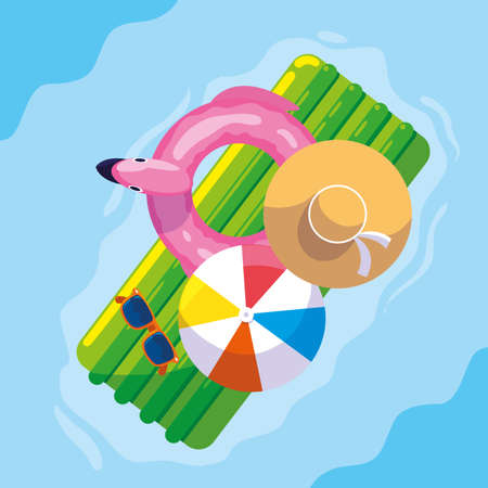 Hello summer and vacation design, Pool tropical relaxation outdoor nature tourism island and season theme Vector illustrationのイラスト素材