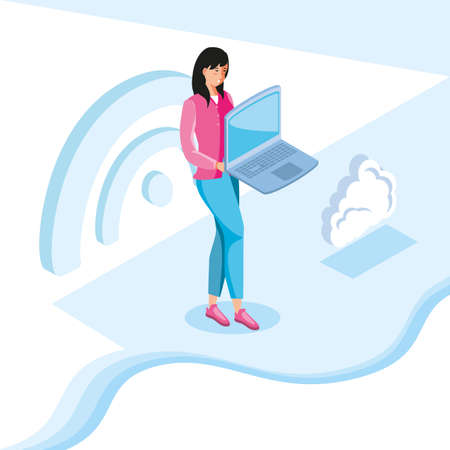 Icon set design, Digital technology communication social media internet web and screen theme Vector illustrationのイラスト素材