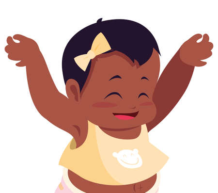 smiling cute baby girl sitting vector illustrationのイラスト素材