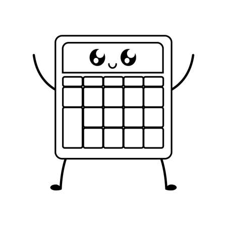 calculator math finance kawaii style vector illustration designのイラスト素材