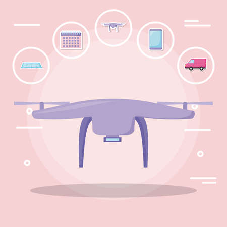 drone tech with delivery service icons vector illustration designのイラスト素材