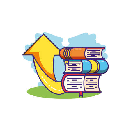 arrow up direction with books supplies vector illustration designのイラスト素材