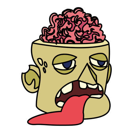 zombie head design, Halloween holiday horror scary celebration autumn dark and party theme Vector illustrationのイラスト素材