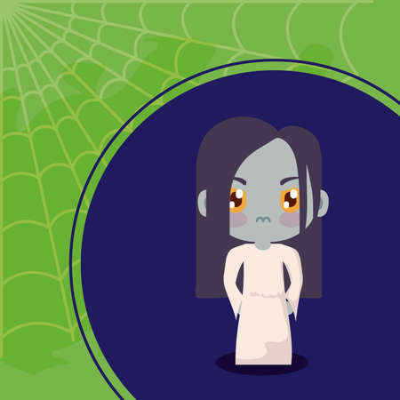 cute girl disguised of zombie vector illustration designのイラスト素材
