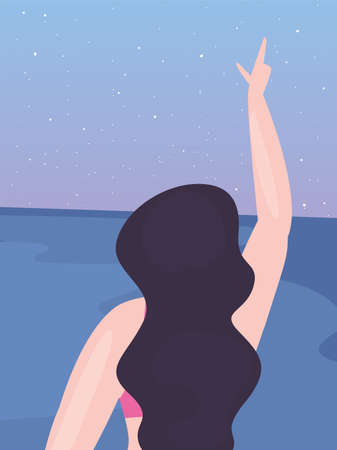 woman with swimsuit summer time vector illustrationのイラスト素材
