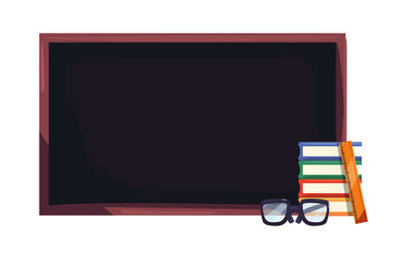 blackboard books and glasses back to school vector illustrationのイラスト素材