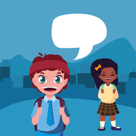 student boy and girl talking back to school vector illustrationのイラスト素材