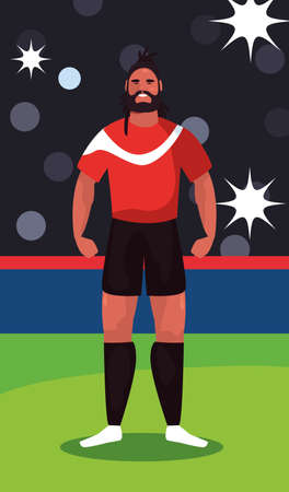 soccer player man standing in stadium vector illustration designのイラスト素材