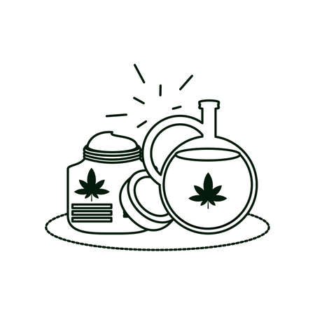 cannabis bottle product with oil jar vector illustration designのイラスト素材