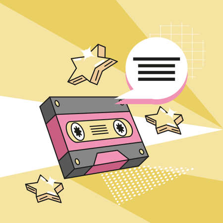 90s style cassette design, Vintage retro fashion culture funky and decoration theme Vector illustrationのイラスト素材