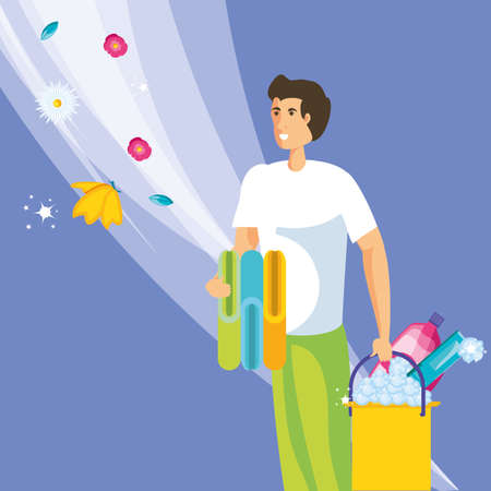 housekeeping worker avatar character vector illustration designのイラスト素材
