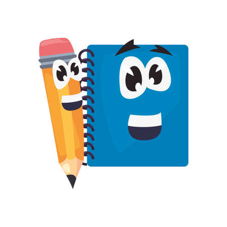 book and pencil cartoon back to school vector illustrationのイラスト素材