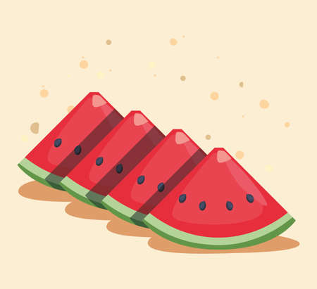 sliced watermelon nutrition fresh fruit vector illustrationのイラスト素材