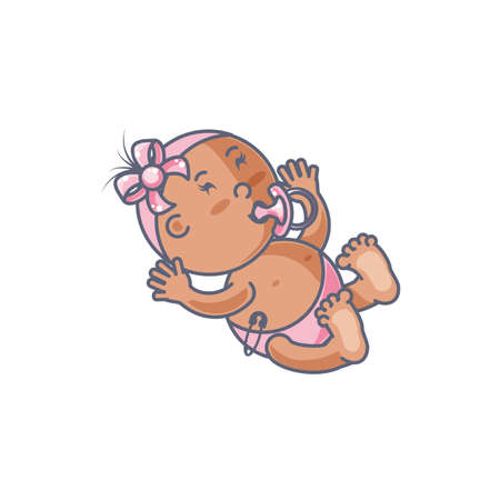 cute baby girl with pacifier avatar character vector illustration designのイラスト素材
