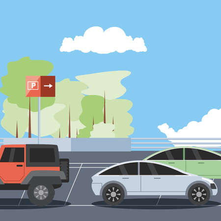 parking zone urban scene icon vector illustration designのイラスト素材