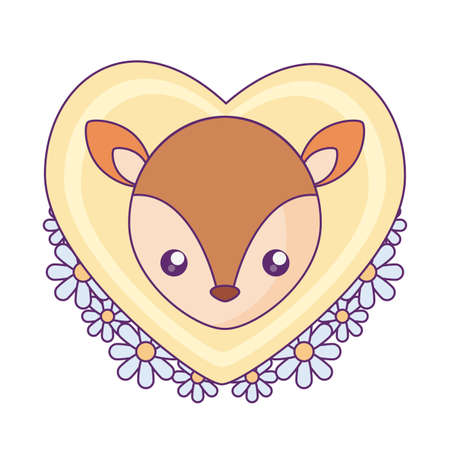 head of cute little deer baby in heart vector illustration designのイラスト素材