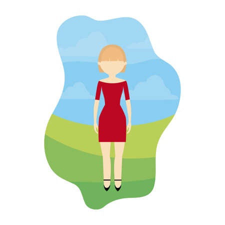 young woman beauty with landscape in frame vector illustration designのイラスト素材