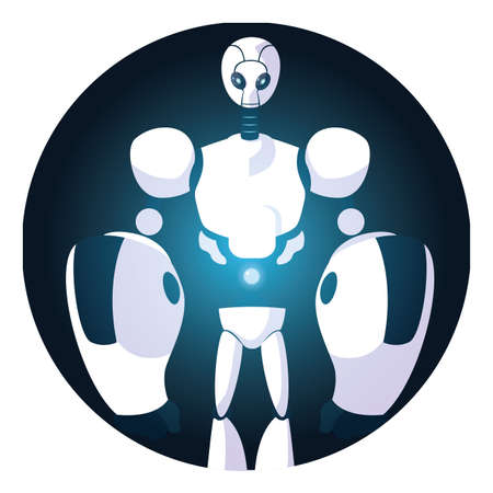 Robot design, Robotic tecnology futuristic toy machine cyborg science and android theme Vector illustrationのイラスト素材