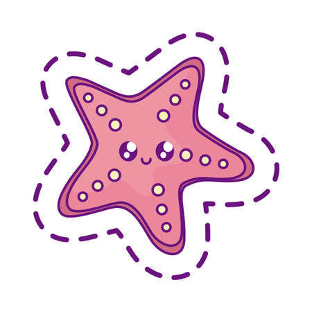 patch of cute starfish animal kawaii vector illustration designのイラスト素材