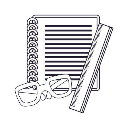 notebook ruler and glasses back to school vector illustrationのイラスト素材