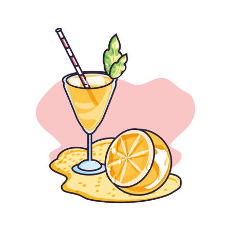 delicious fresh cocktail cup of orange vector illustration designのイラスト素材