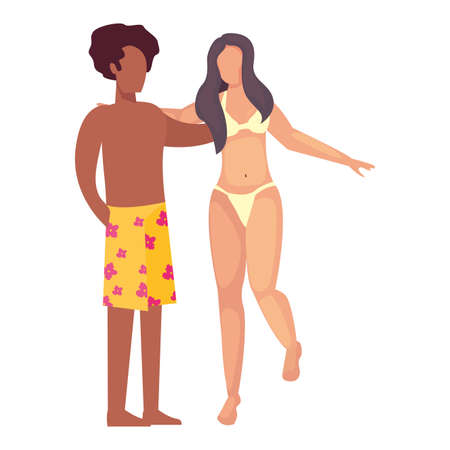 woman and man summer time vacations design vector illustrationのイラスト素材