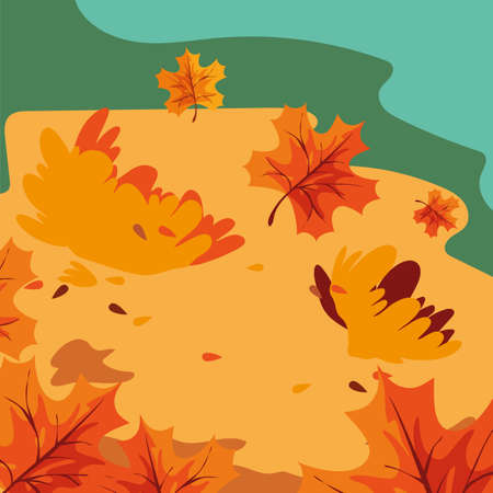 Autumn landscape design, season nature ornament garden decoration and botany theme Vector illustrationのイラスト素材